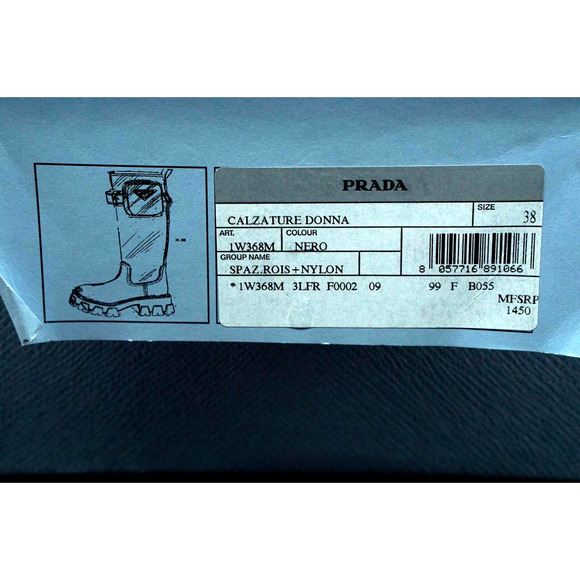 Prada Monolith Nylon Zip Bag Lug Combat Boot SZ 38 Logo Pocket Riding Platform - Picture 3 of 12